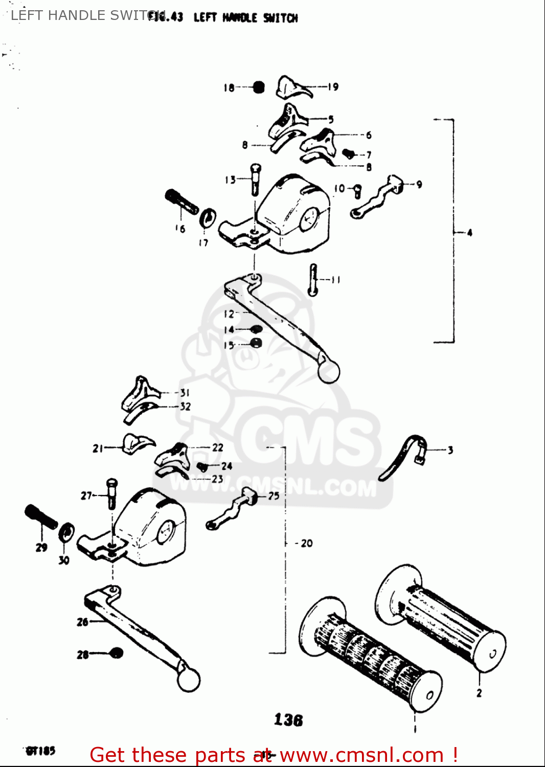 LEFT HANDLE SWITCH GT185 1973 1974 1975 1976 1977 (K) (L) (M) (A) (B) USA (E03)