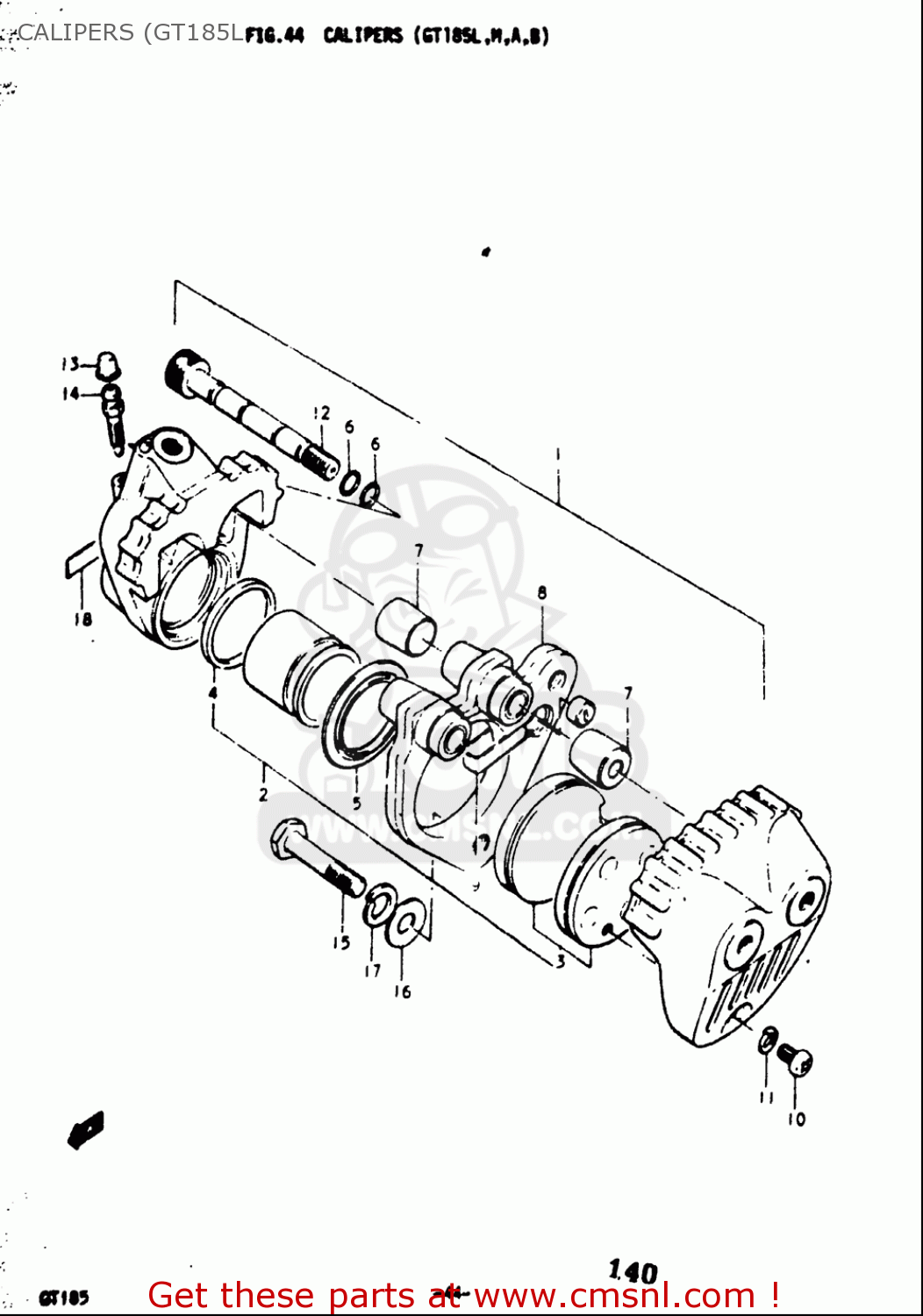 CALIPERS (GT185L GT185 1973 1974 1975 1976 1977 (K) (L) (M) (A) (B) USA (E03)