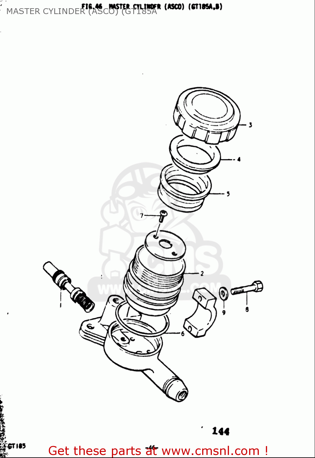 MASTER CYLINDER (ASCO) (GT185A GT185 1973 1974 1975 1976 1977 (K) (L) (M) (A) (B) USA (E03)
