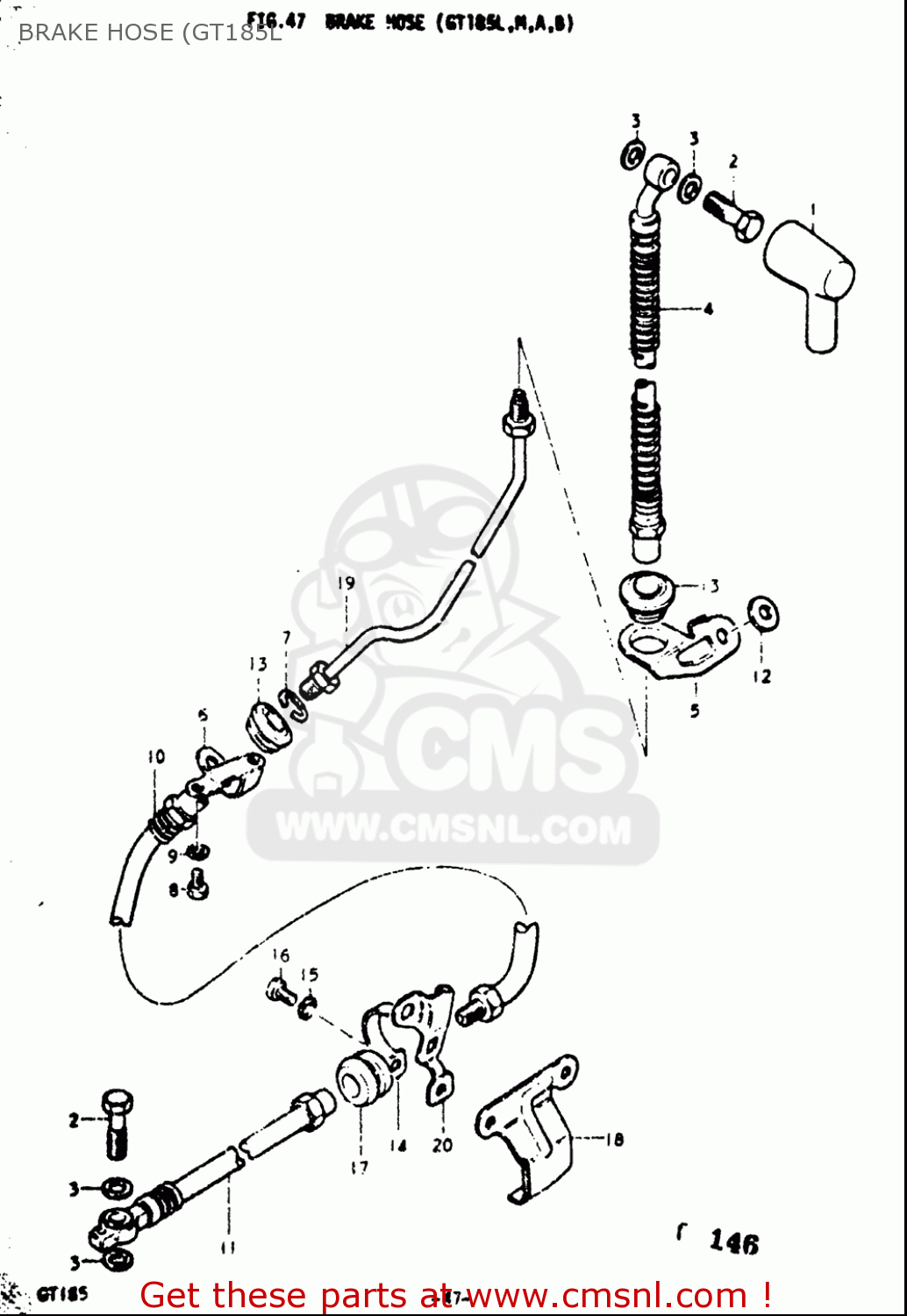 BRAKE HOSE (GT185L GT185 1973 1974 1975 1976 1977 (K) (L) (M) (A) (B) USA (E03)