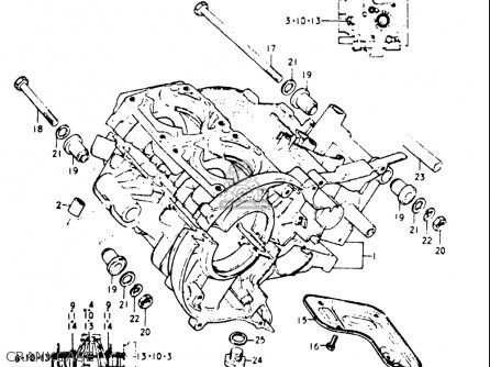 CRANKCASE - GT185 1973 1974 1975 1976 1977 (K) (L) (M) (A) (B) USA (E03)