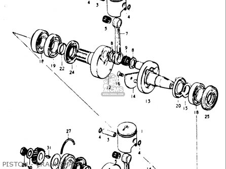 PISTON - CRANKSHAFT - GT185 1973 1974 1975 1976 1977 (K) (L) (M) (A) (B) USA (E03)