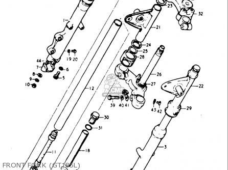 FRONT FORK (GT185L) - GT185 1973 1974 1975 1976 1977 (K) (L) (M) (A) (B) USA (E03)