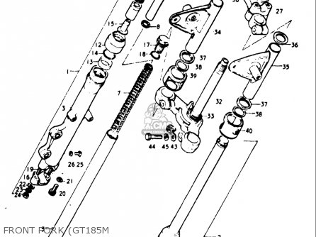 FRONT FORK (GT185M - GT185 1973 1974 1975 1976 1977 (K) (L) (M) (A) (B) USA (E03)