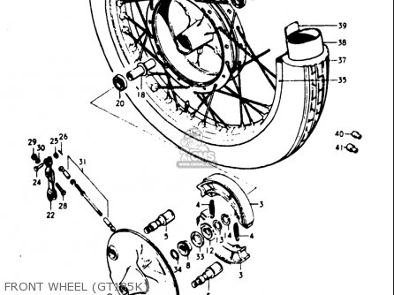 FRONT WHEEL (GT185K) - GT185 1973 1974 1975 1976 1977 (K) (L) (M) (A) (B) USA (E03)