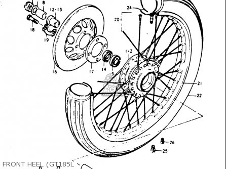 FRONT HEEL (GT185L - GT185 1973 1974 1975 1976 1977 (K) (L) (M) (A) (B) USA (E03)
