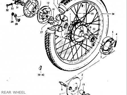 REAR WHEEL - GT185 1973 1974 1975 1976 1977 (K) (L) (M) (A) (B) USA (E03)