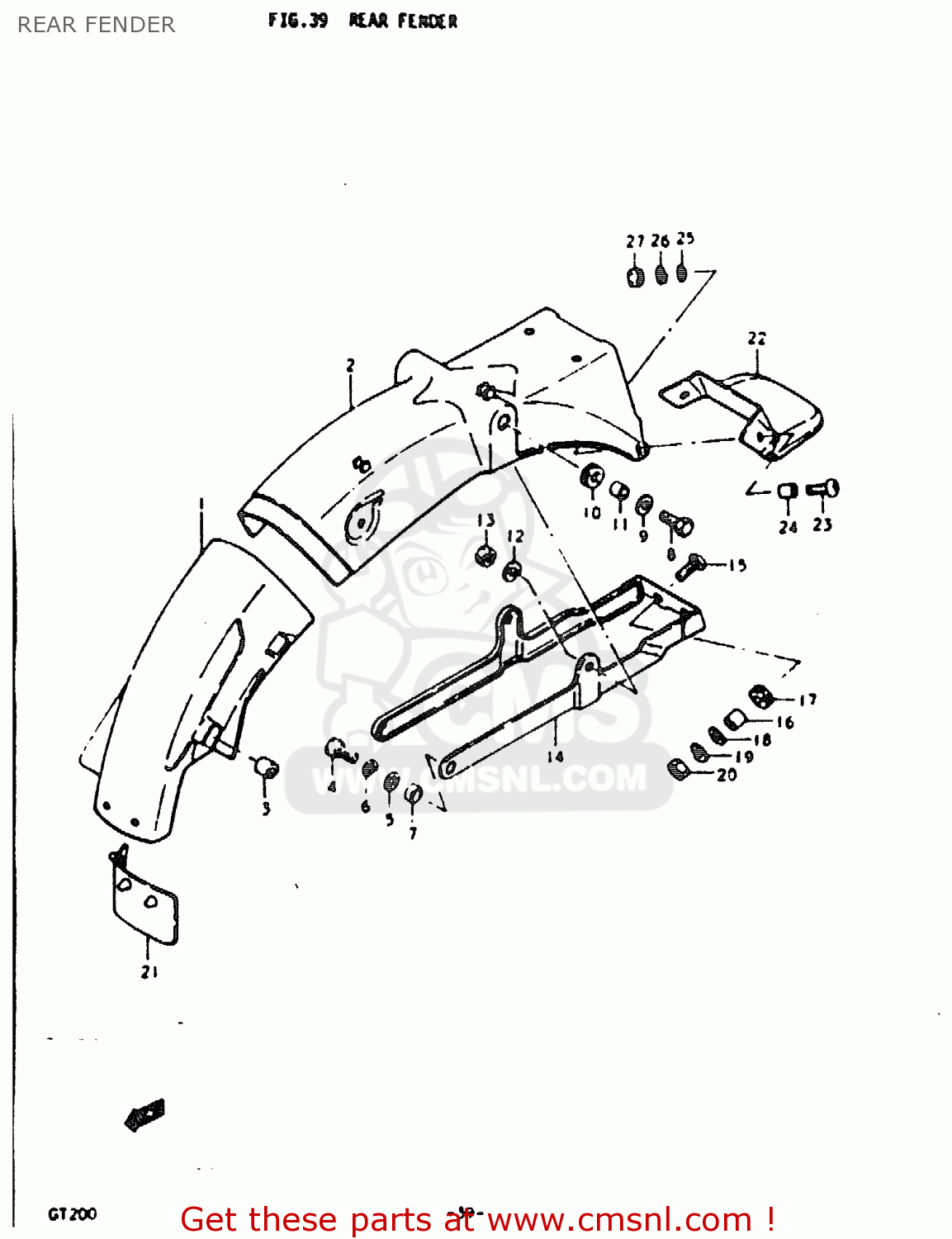 Suzuki Gt200 1979 (n) General Export (e01) Rear Fender - Buy Original 