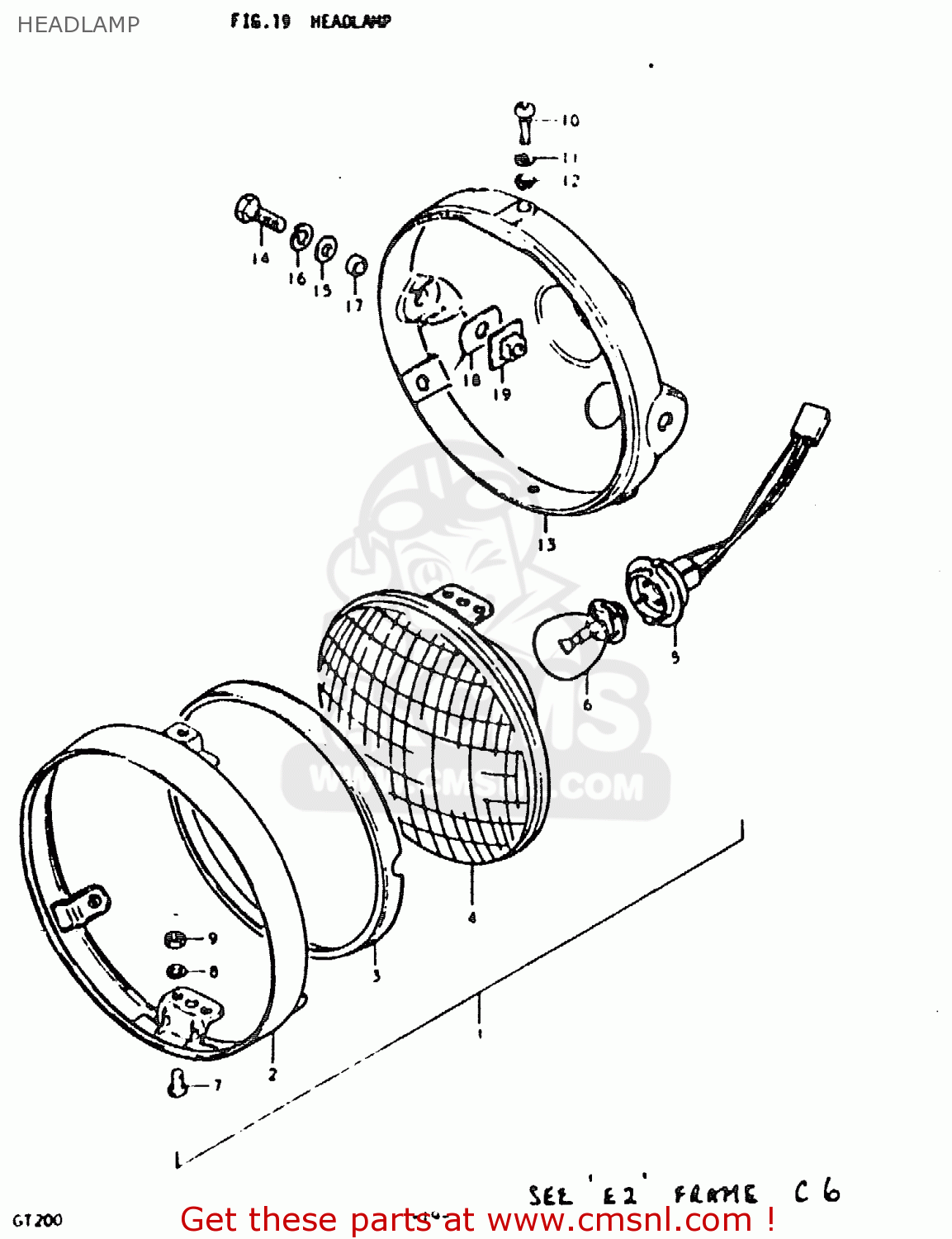 HEADLAMP GT200 1979 (N) GENERAL EXPORT (E01)
