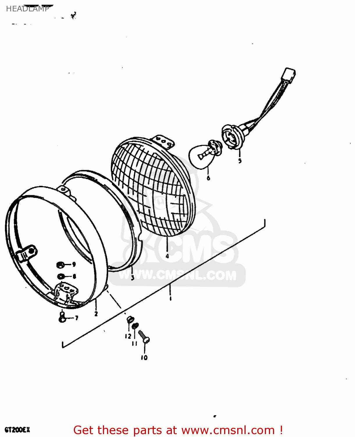 HEADLAMP GT200 1981 (X) (E01 E02 E06 E07 E09 E13 E21 E22 E24)