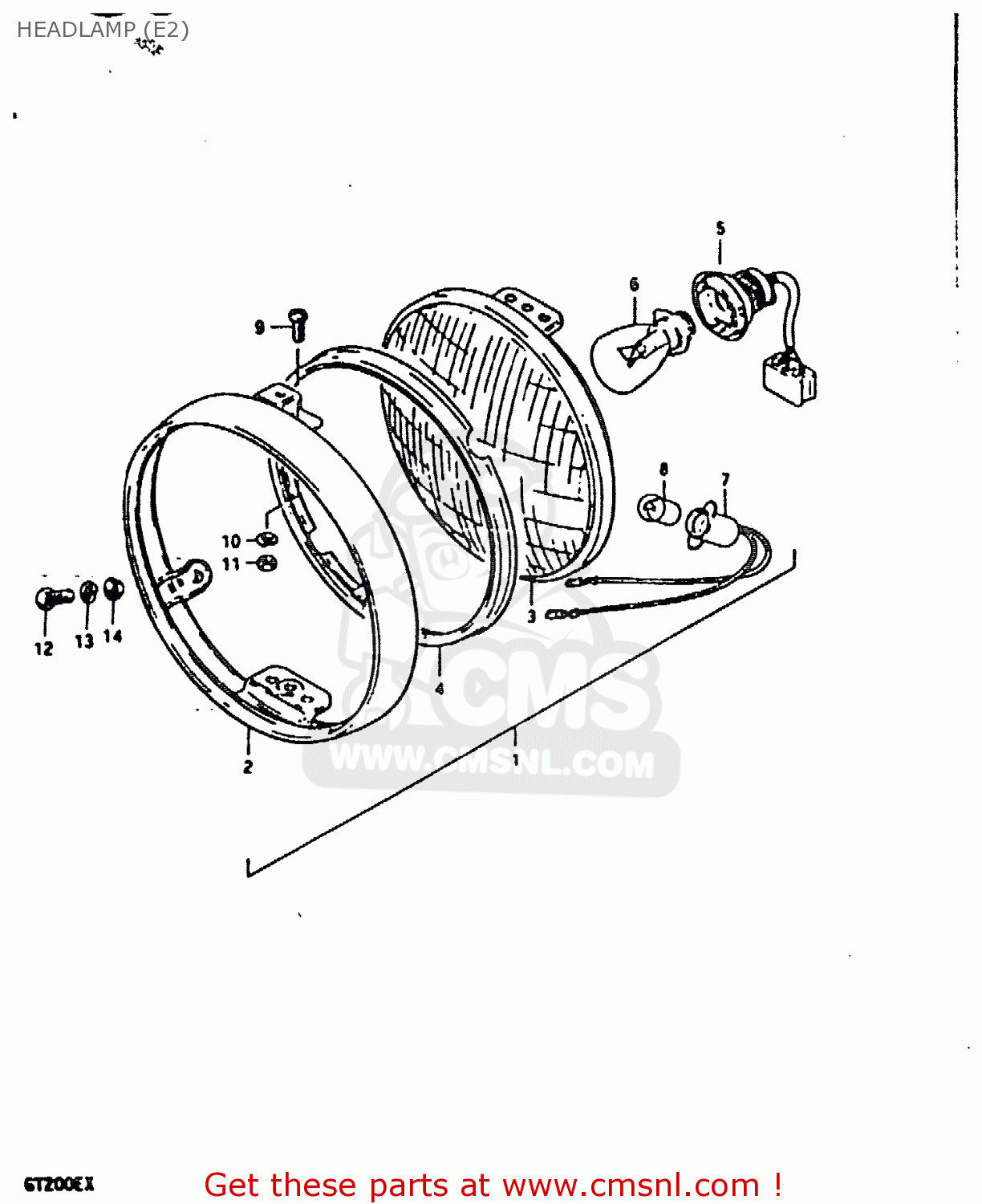HEADLAMP (E2) GT200 1981 (X) (E01 E02 E06 E07 E09 E13 E21 E22 E24)