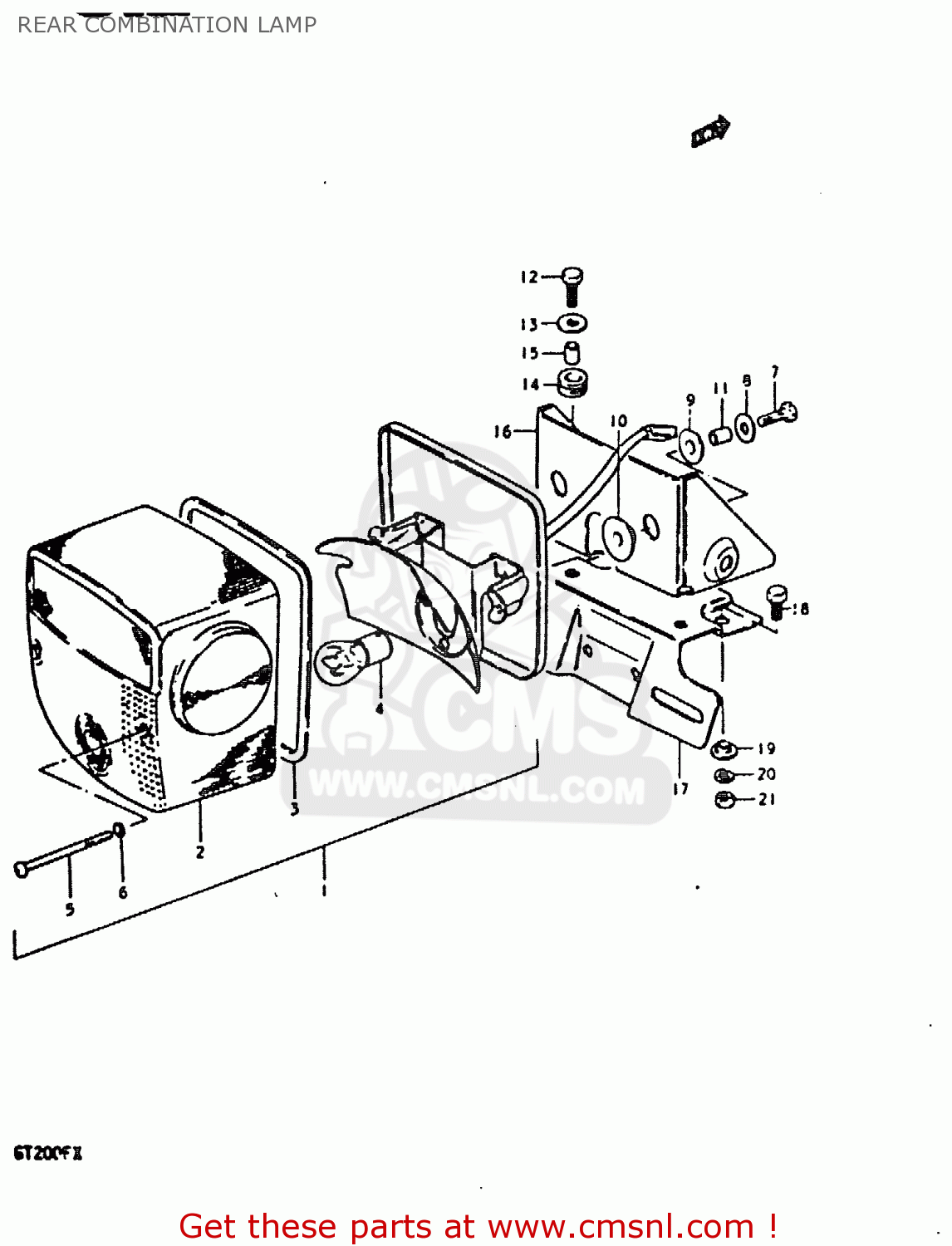 REAR COMBINATION LAMP GT200 1981 (X) (E01 E02 E06 E07 E09 E13 E21 E22 E24)