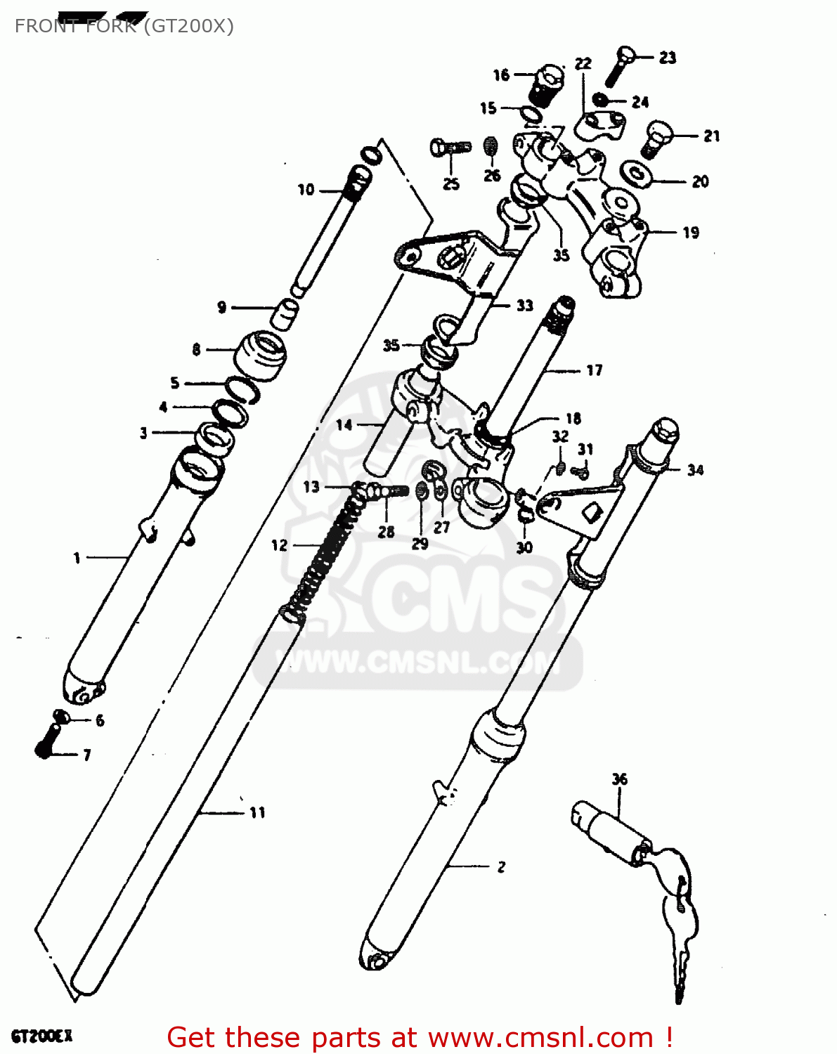 FRONT FORK (GT200X) GT200 1981 (X) (E01 E02 E06 E07 E09 E13 E21 E22 E24)