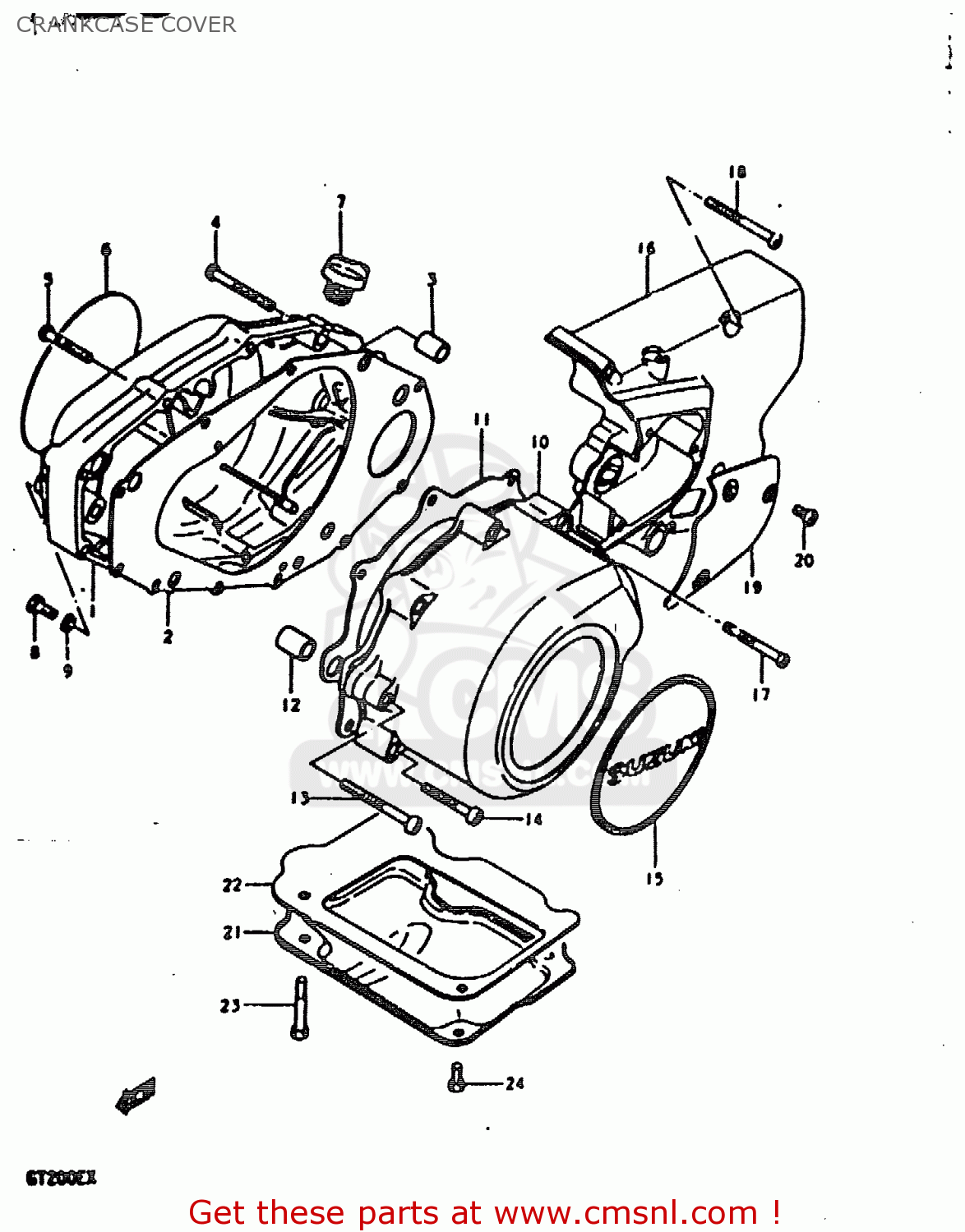 CRANKCASE COVER GT200 1981 (X) (E01 E02 E06 E07 E09 E13 E21 E22 E24)