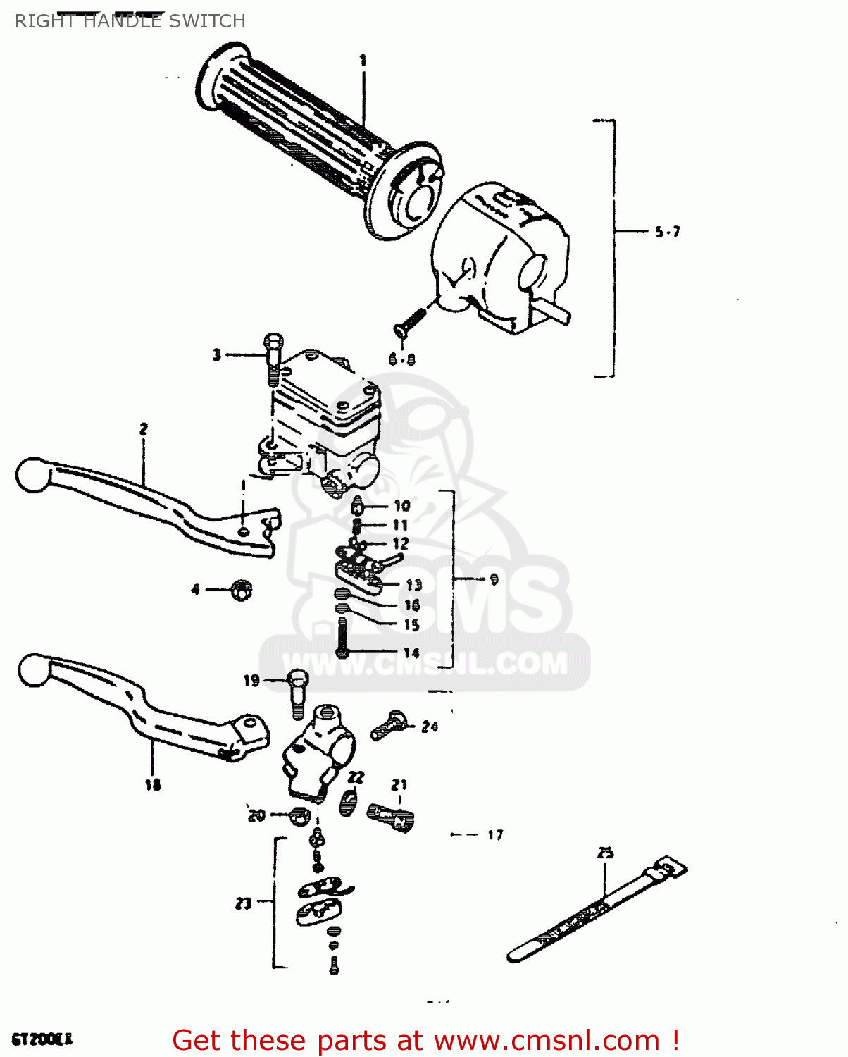 RIGHT HANDLE SWITCH GT200 1981 (X) (E01 E02 E06 E07 E09 E13 E21 E22 E24)