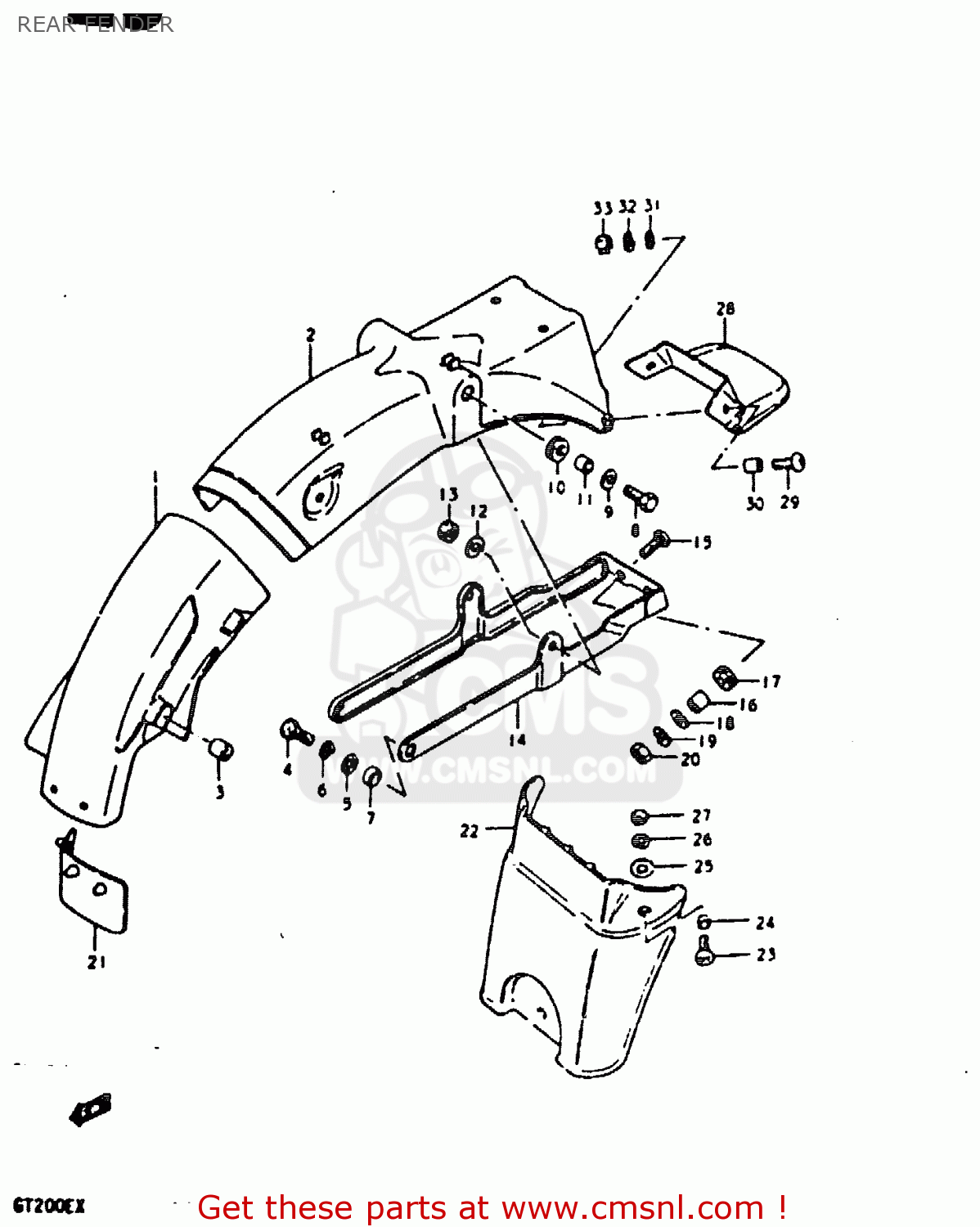 REAR FENDER GT200 1981 (X) (E01 E02 E06 E07 E09 E13 E21 E22 E24)