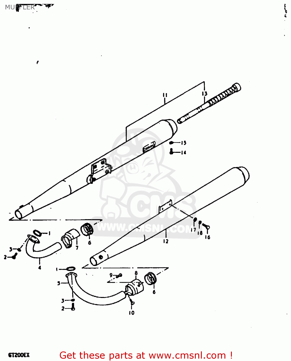 MUFFLER GT200 1981 (X) (E01 E02 E06 E07 E09 E13 E21 E22 E24)