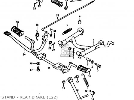 STAND - REAR BRAKE (E22) - GT200 1981 (X) (E01 E02 E06 E07 E09 E13 E21 E22 E24)