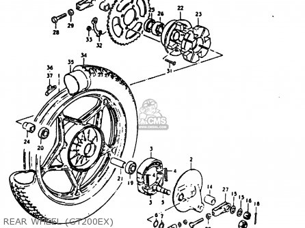 REAR WHEEL (GT200EX) - GT200 1981 (X) (E01 E02 E06 E07 E09 E13 E21 E22 E24)
