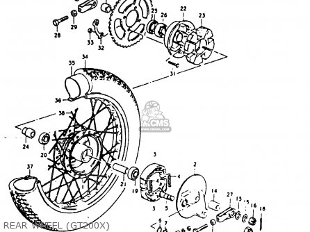 REAR WHEEL (GT200X) - GT200 1981 (X) (E01 E02 E06 E07 E09 E13 E21 E22 E24)