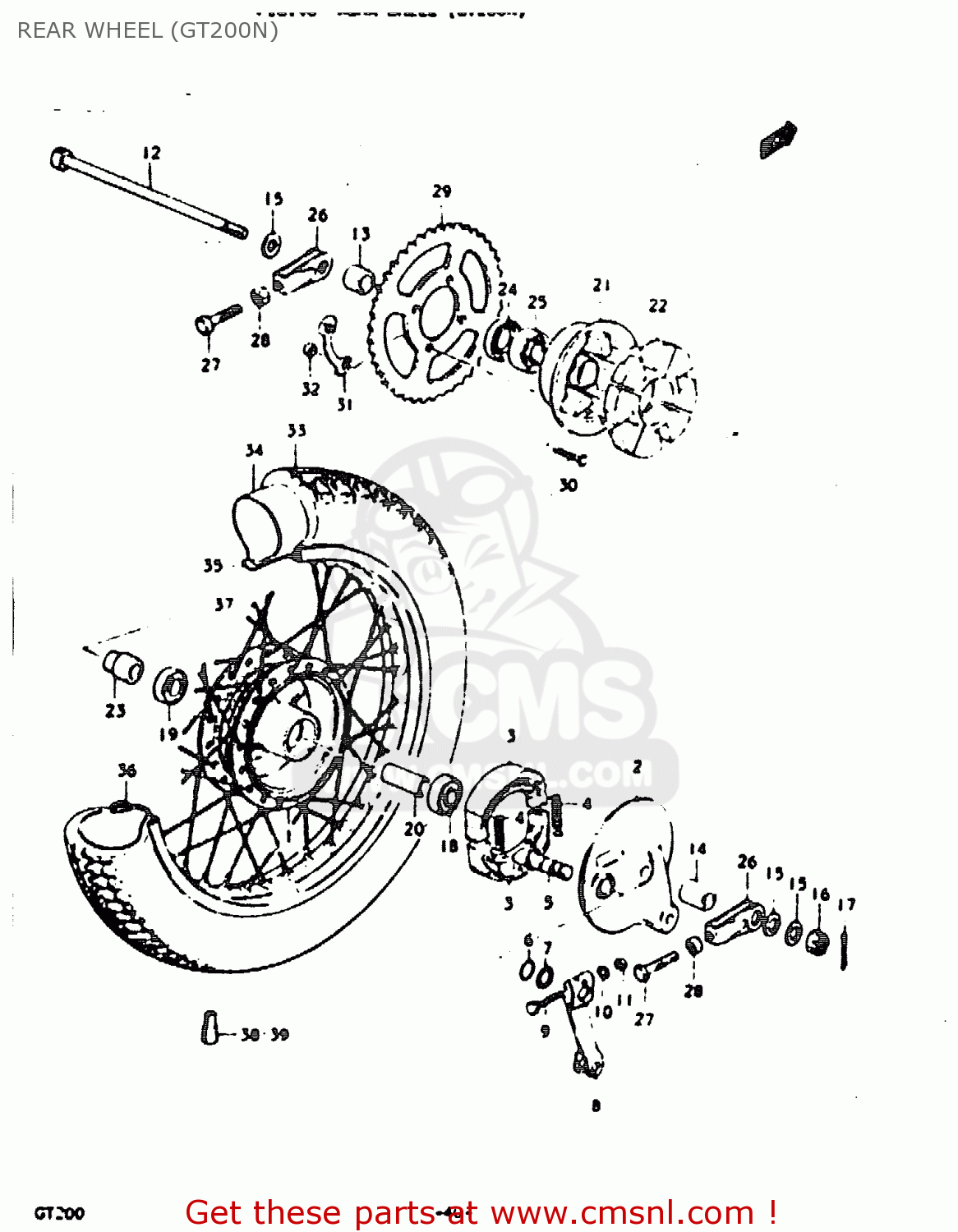 REAR WHEEL (GT200N) GT200E 1979 (N) GENERAL EXPORT (E01)
