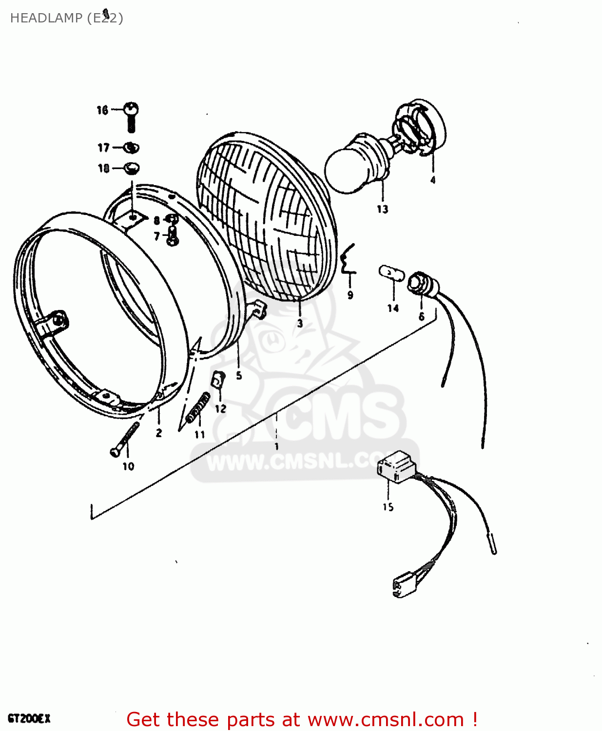 HEADLAMP (E22) GT200E 1981 (X) (E01 E02 E06 E07 E09 E13 E21 E22 E24)