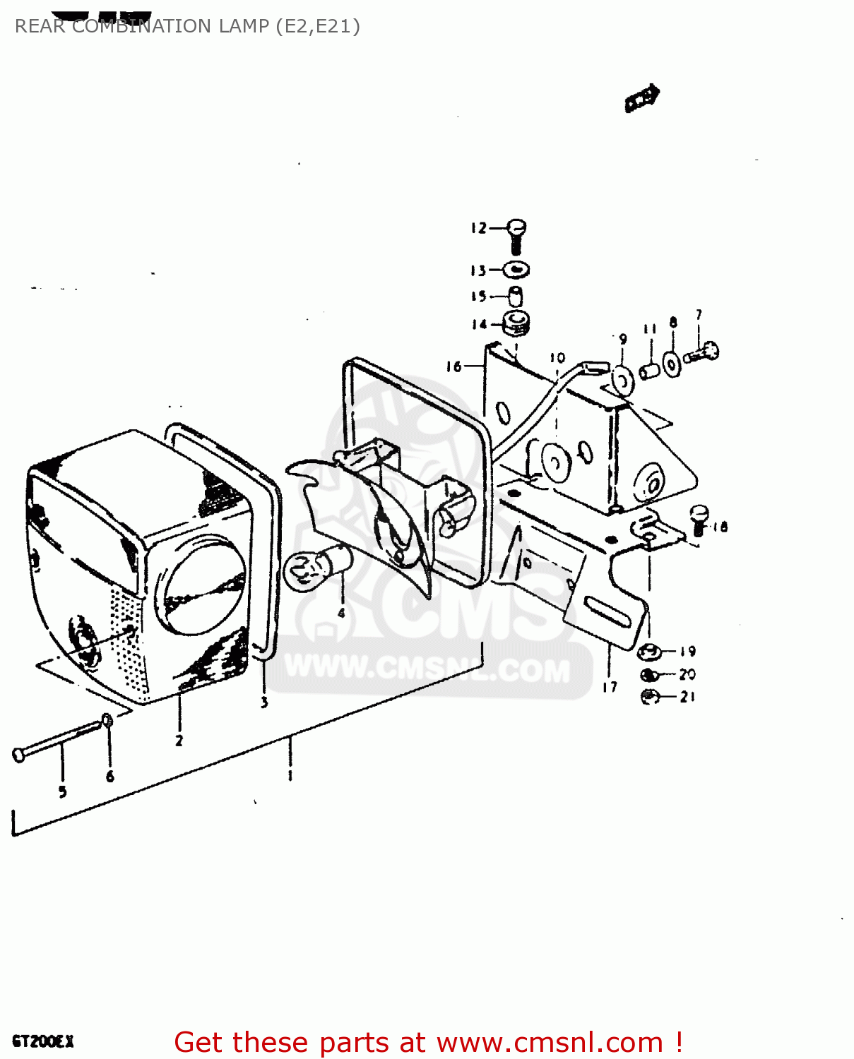 REAR COMBINATION LAMP (E2,E21) GT200E 1981 (X) (E01 E02 E06 E07 E09 E13 E21 E22 E24)