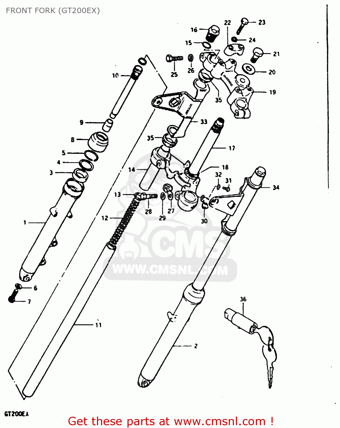 FRONT FORK (GT200EX) GT200E 1981 (X) (E01 E02 E06 E07 E09 E13 E21 E22 E24)