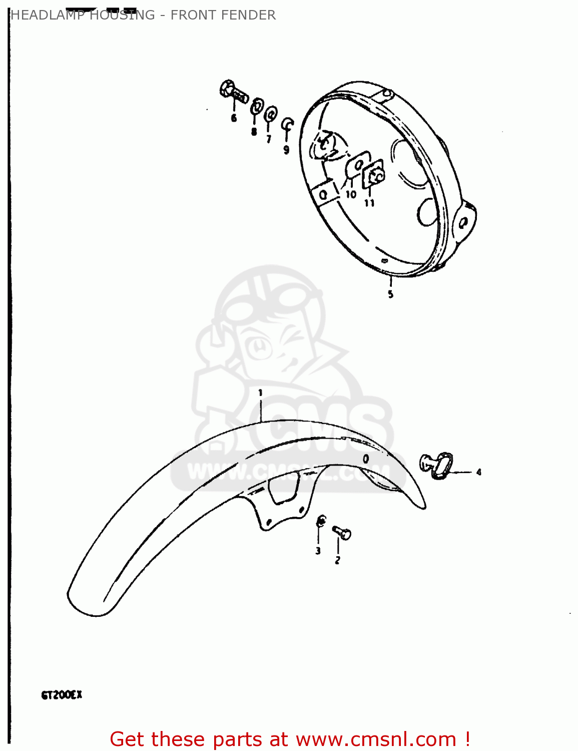 HEADLAMP HOUSING - FRONT FENDER GT200E 1981 (X) (E01 E02 E06 E07 E09 E13 E21 E22 E24)