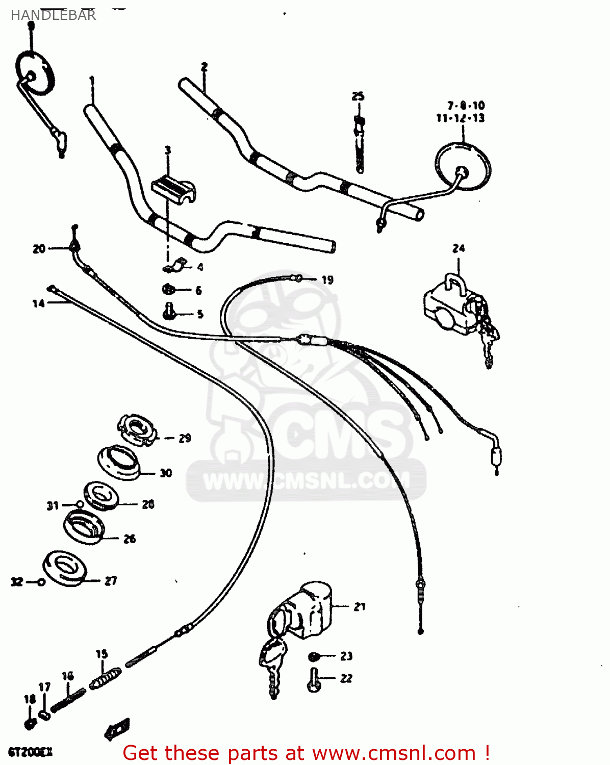 HANDLEBAR GT200E 1981 (X) (E01 E02 E06 E07 E09 E13 E21 E22 E24)