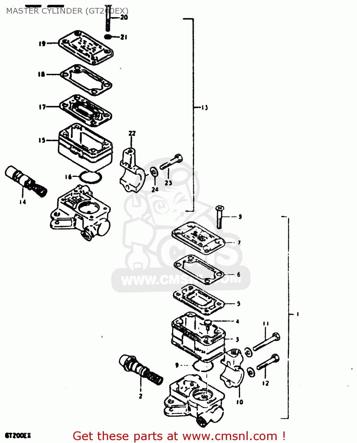 MASTER CYLINDER (GT200EX) GT200E 1981 (X) (E01 E02 E06 E07 E09 E13 E21 E22 E24)