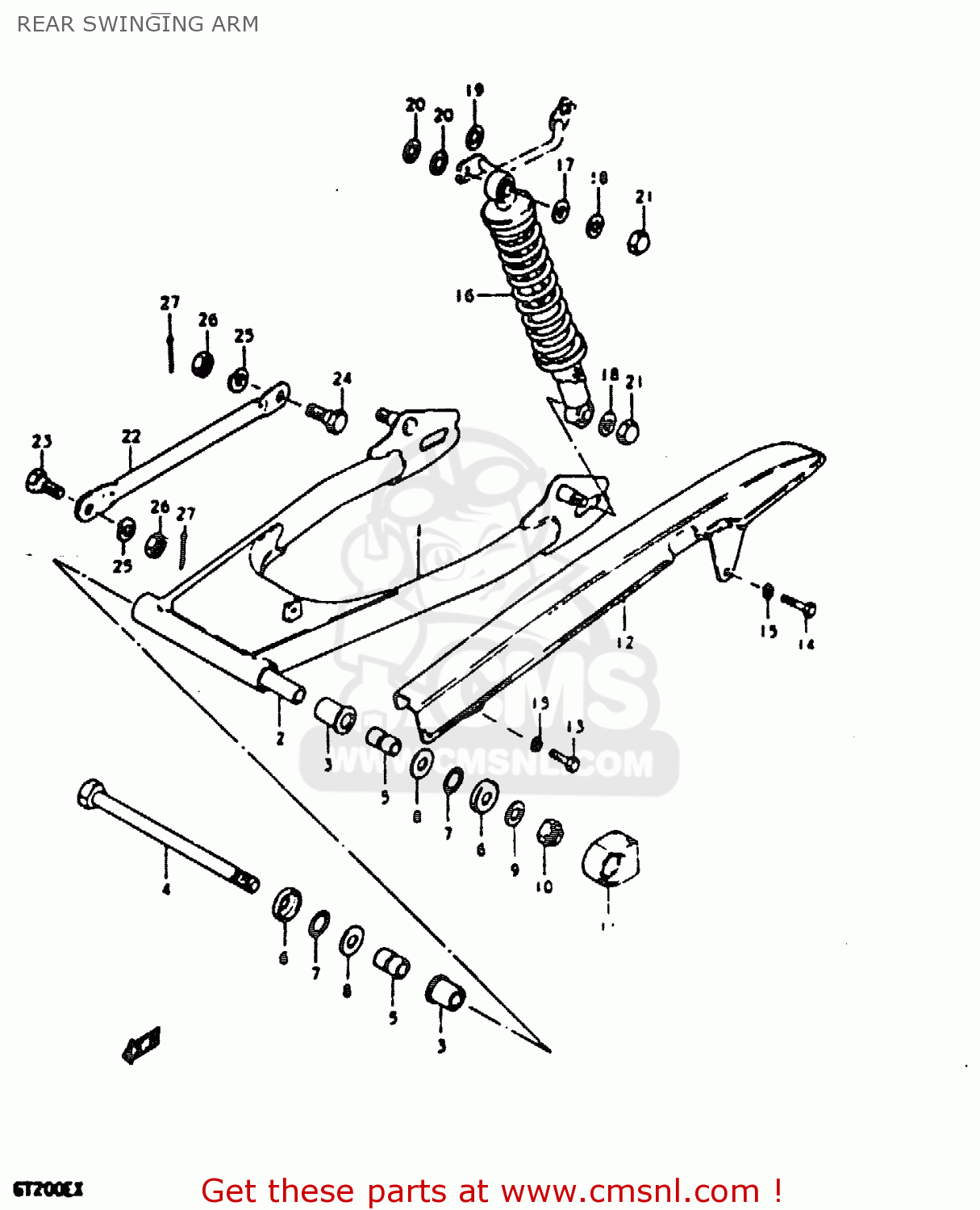 REAR SWINGING ARM GT200E 1981 (X) (E01 E02 E06 E07 E09 E13 E21 E22 E24)