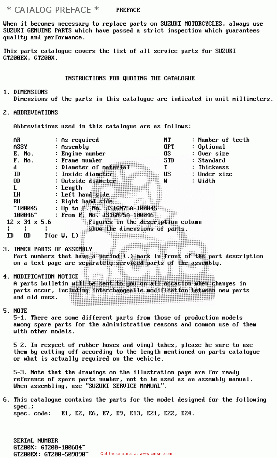 * CATALOG PREFACE * GT200E 1981 (X) (E01 E02 E06 E07 E09 E13 E21 E22 E24)