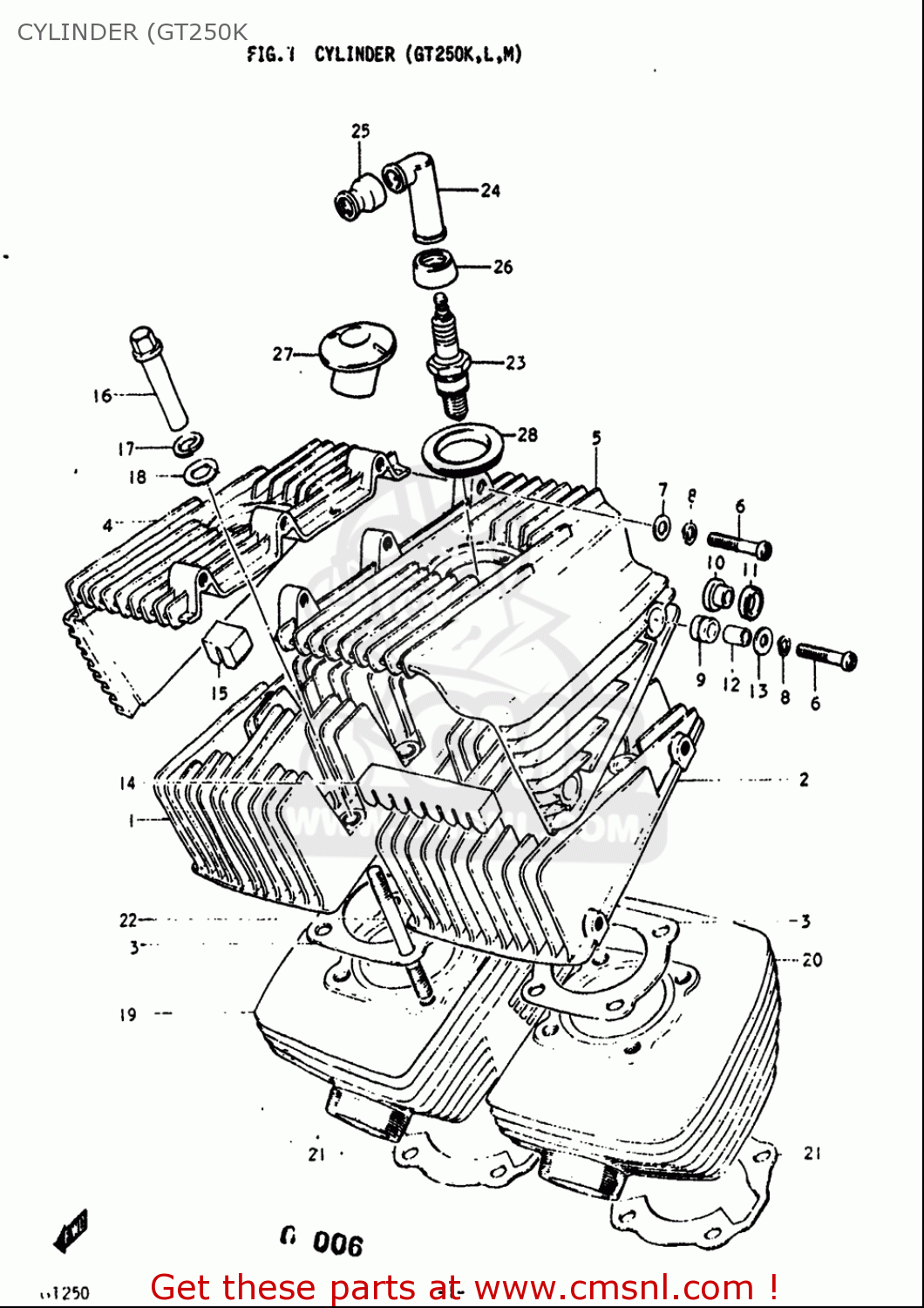 CYLINDER (GT250K GT250 1973 1974 1975 1976 1977 (K) (L) (M) (A) (B) USA (E03)