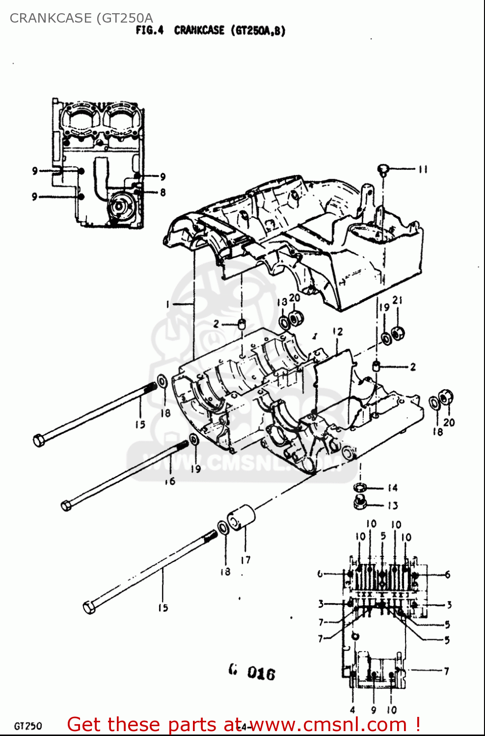 CRANKCASE (GT250A GT250 1973 1974 1975 1976 1977 (K) (L) (M) (A) (B) USA (E03)