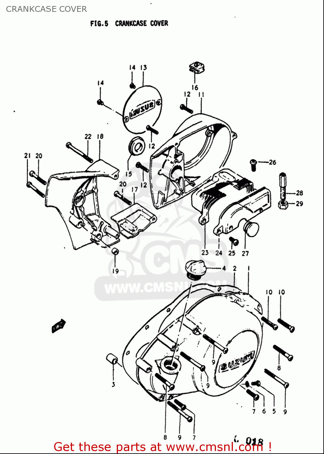 CRANKCASE COVER GT250 1973 1974 1975 1976 1977 (K) (L) (M) (A) (B) USA (E03)