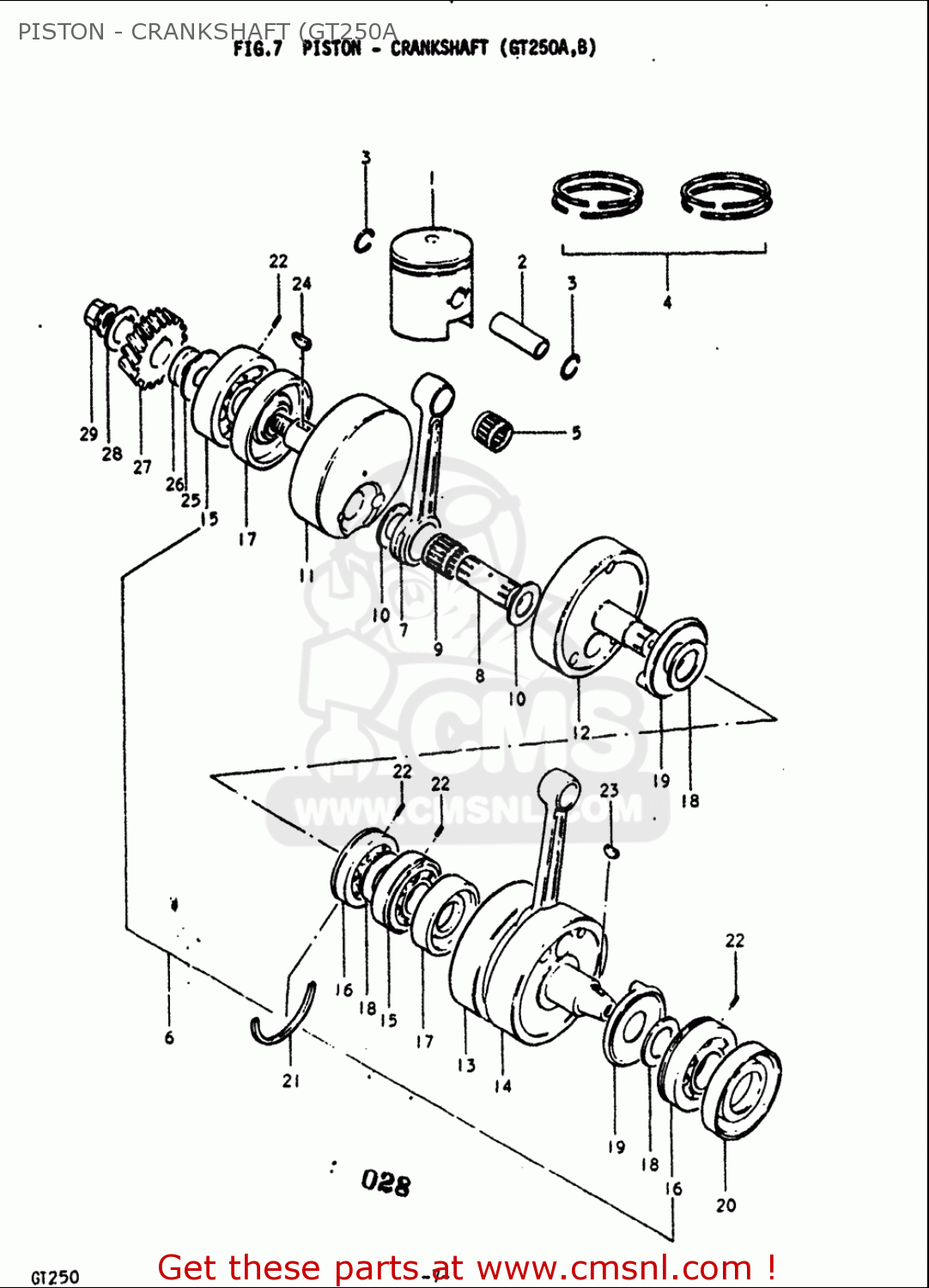 PISTON - CRANKSHAFT (GT250A GT250 1973 1974 1975 1976 1977 (K) (L) (M) (A) (B) USA (E03)