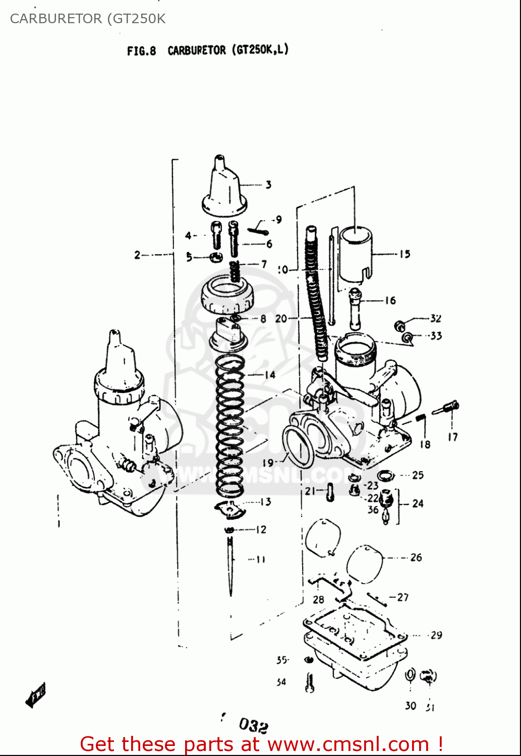 CARBURETOR (GT250K GT250 1973 1974 1975 1976 1977 (K) (L) (M) (A) (B) USA (E03)