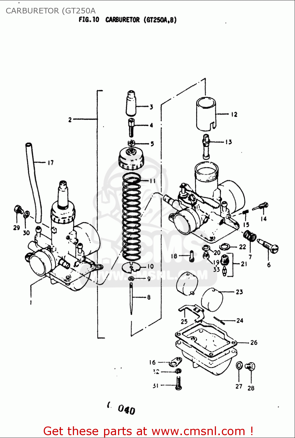 CARBURETOR (GT250A GT250 1973 1974 1975 1976 1977 (K) (L) (M) (A) (B) USA (E03)