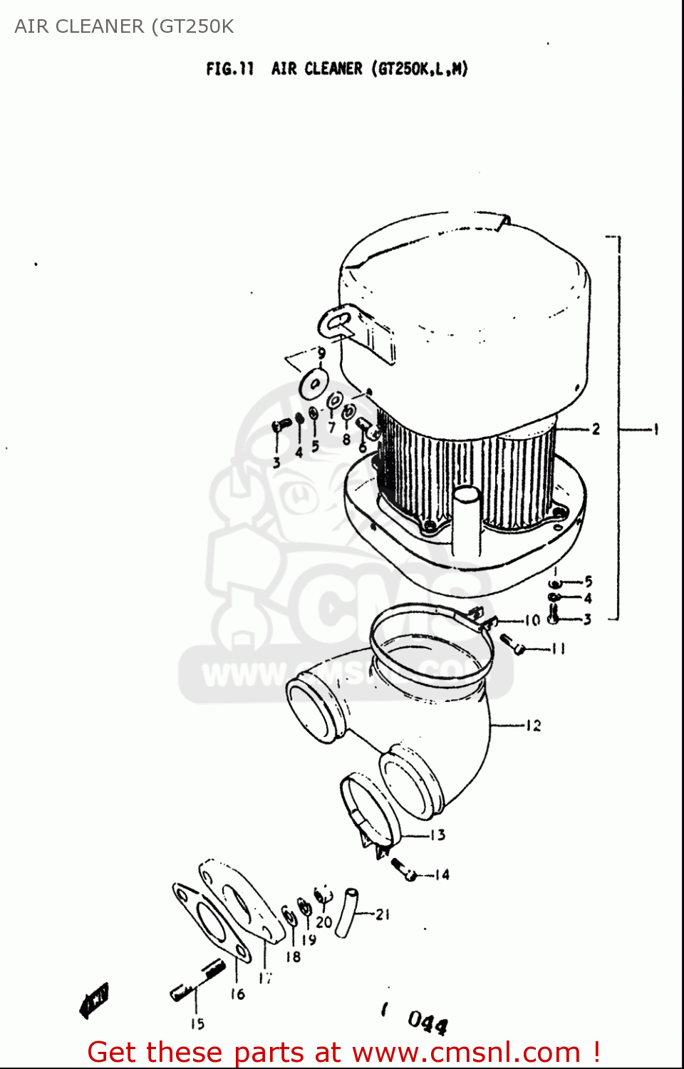 AIR CLEANER (GT250K GT250 1973 1974 1975 1976 1977 (K) (L) (M) (A) (B) USA (E03)