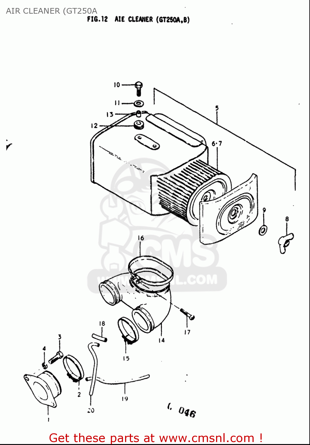 AIR CLEANER (GT250A GT250 1973 1974 1975 1976 1977 (K) (L) (M) (A) (B) USA (E03)