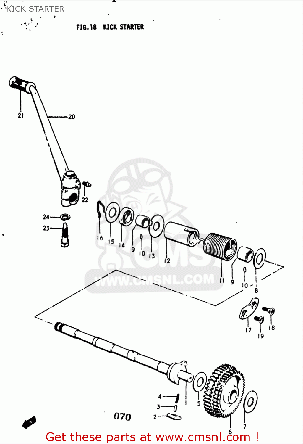 KICK STARTER GT250 1973 1974 1975 1976 1977 (K) (L) (M) (A) (B) USA (E03)