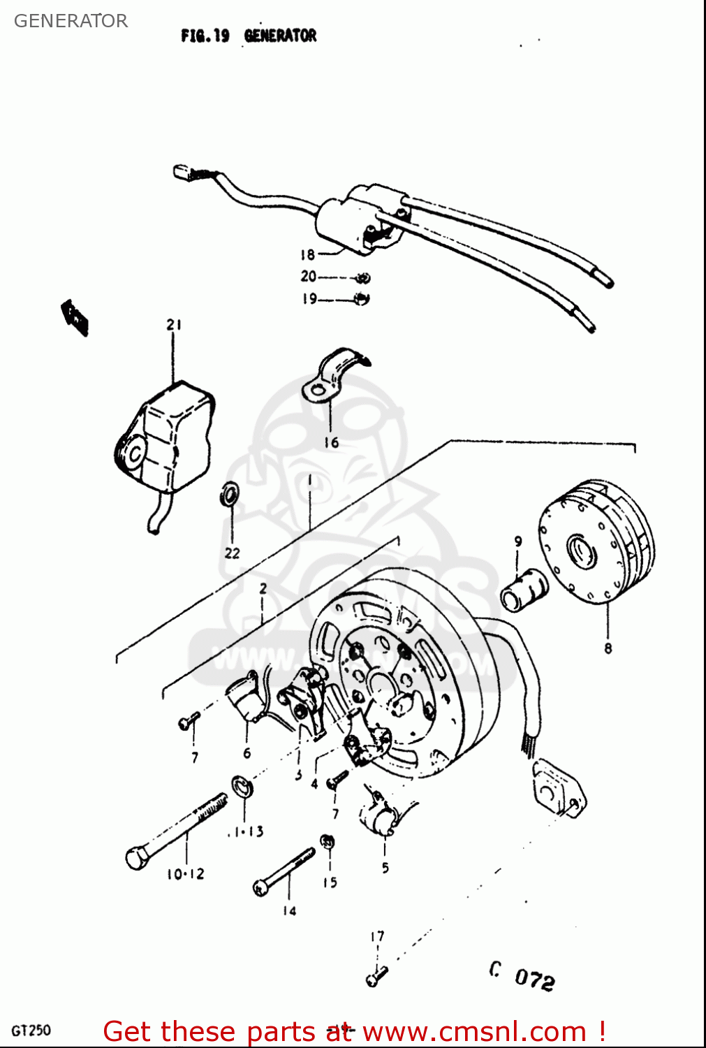 GENERATOR GT250 1973 1974 1975 1976 1977 (K) (L) (M) (A) (B) USA (E03)