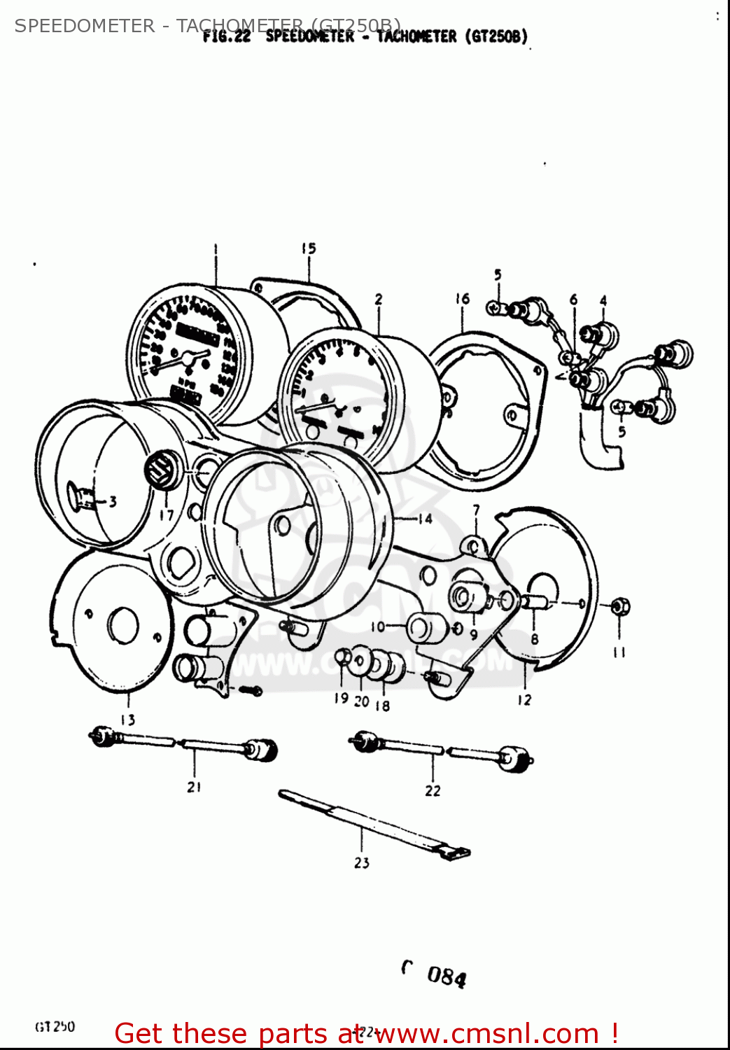 SPEEDOMETER - TACHOMETER (GT250B) GT250 1973 1974 1975 1976 1977 (K) (L) (M) (A) (B) USA (E03)