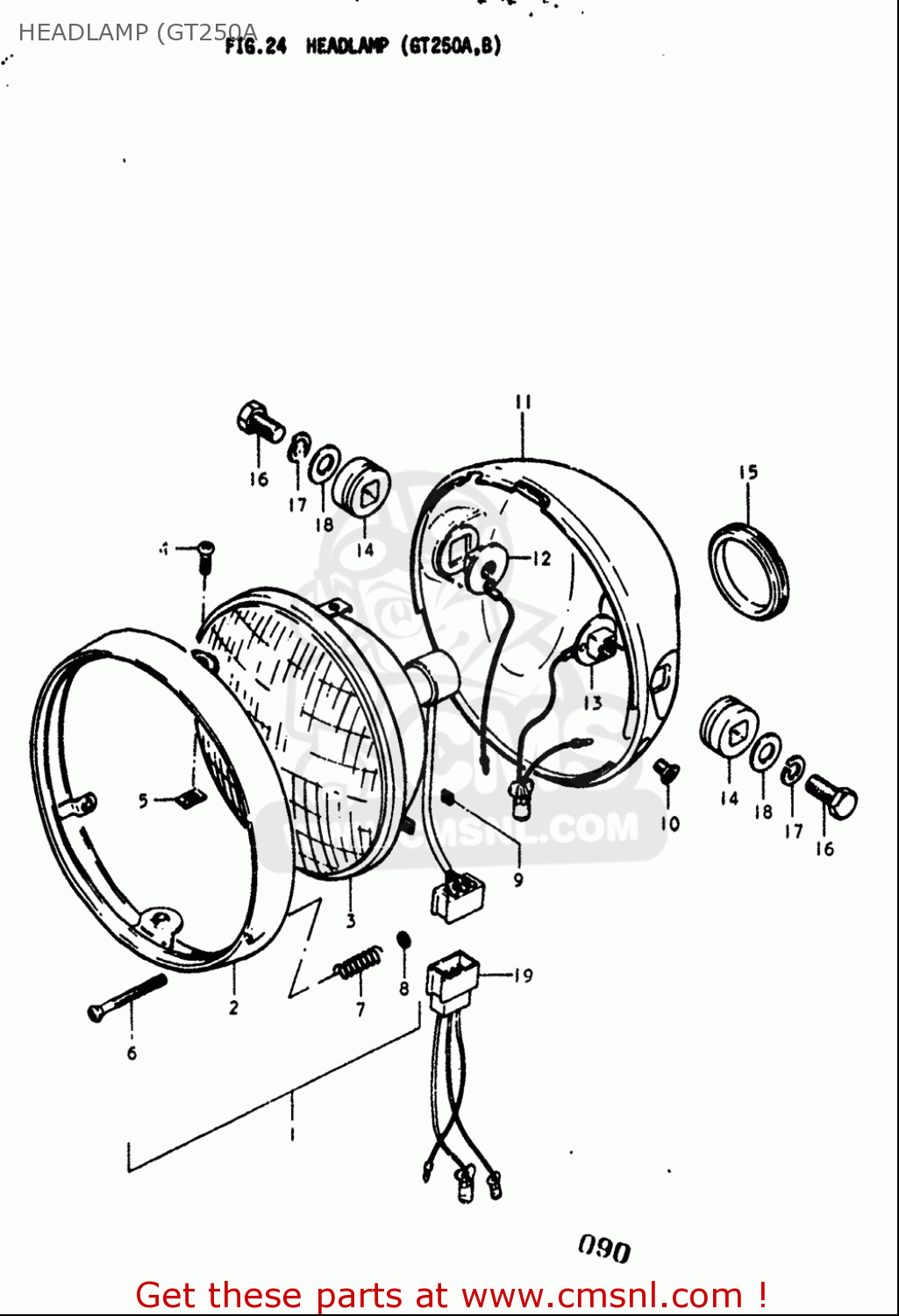 HEADLAMP (GT250A GT250 1973 1974 1975 1976 1977 (K) (L) (M) (A) (B) USA (E03)