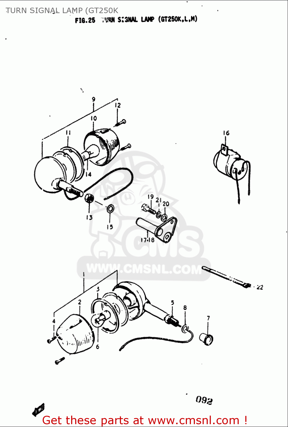 TURN SIGNAL LAMP (GT250K GT250 1973 1974 1975 1976 1977 (K) (L) (M) (A) (B) USA (E03)