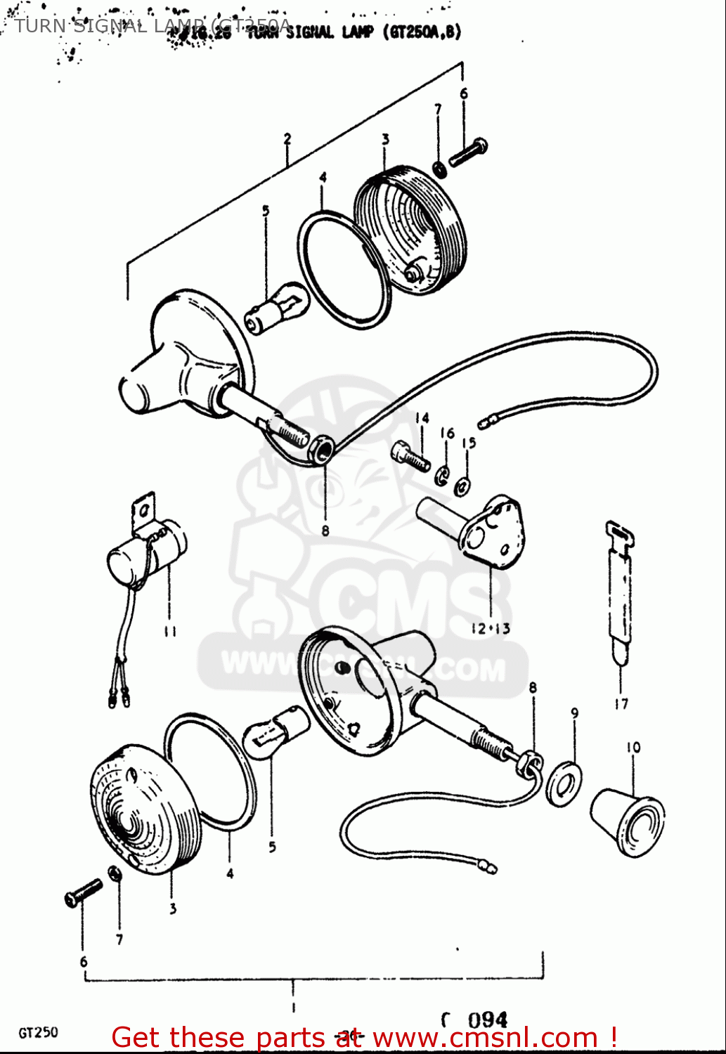 TURN SIGNAL LAMP (GT250A GT250 1973 1974 1975 1976 1977 (K) (L) (M) (A) (B) USA (E03)