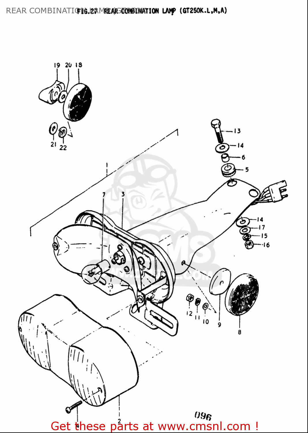 REAR COMBINATION LAMP (GT250K GT250 1973 1974 1975 1976 1977 (K) (L) (M) (A) (B) USA (E03)