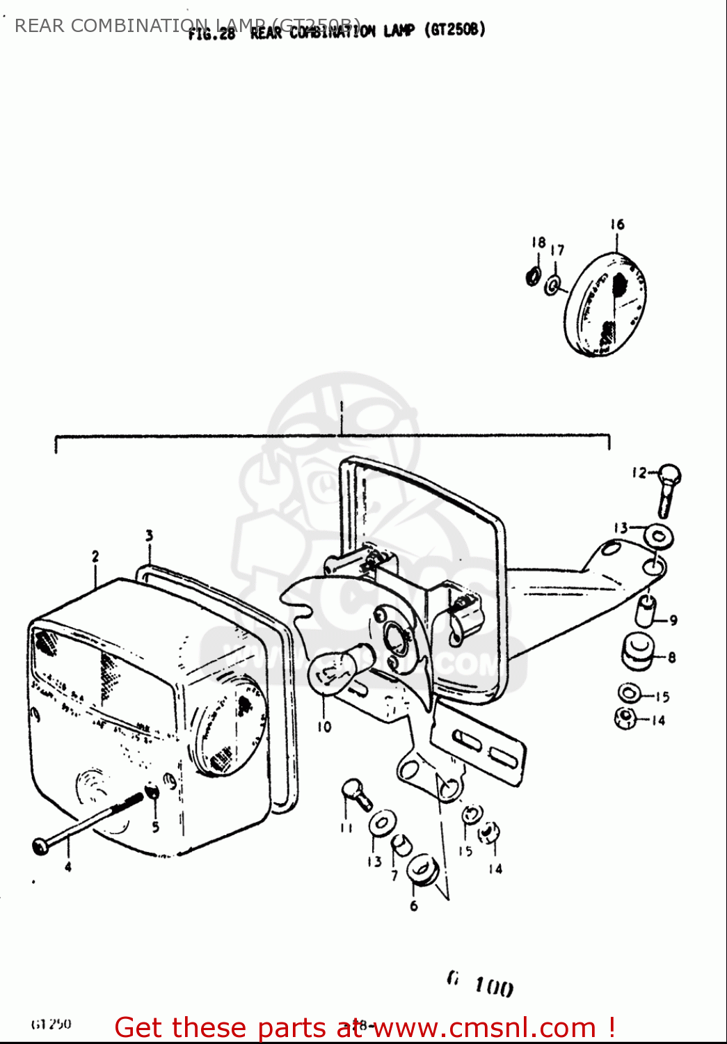 REAR COMBINATION LAMP (GT250B) GT250 1973 1974 1975 1976 1977 (K) (L) (M) (A) (B) USA (E03)