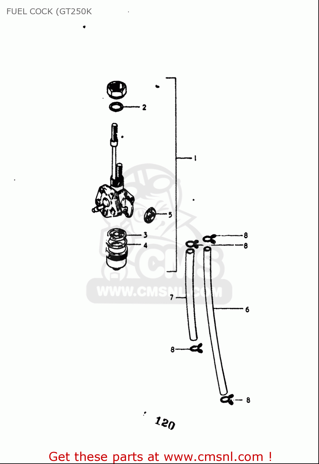 FUEL COCK (GT250K GT250 1973 1974 1975 1976 1977 (K) (L) (M) (A) (B) USA (E03)